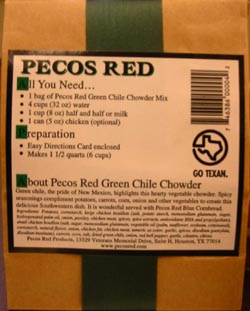 Green Chile Chowder - Back